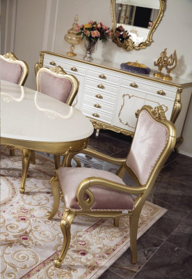 Table de salle à manger Table de luxe Table en bois de luxe Italie Salle à manger Tables Meubles classiques