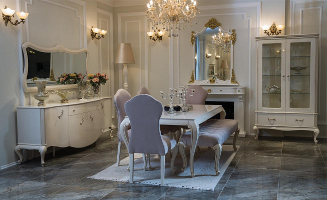 Vitrine d'exposition de buffet classique Vitrines en verre Meubles en bois Italie