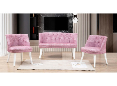 Ensemble de siège de cuisine Tabouret Fauteuil Rose Chesterfield Suite Mobilier de Siège en Tissu
