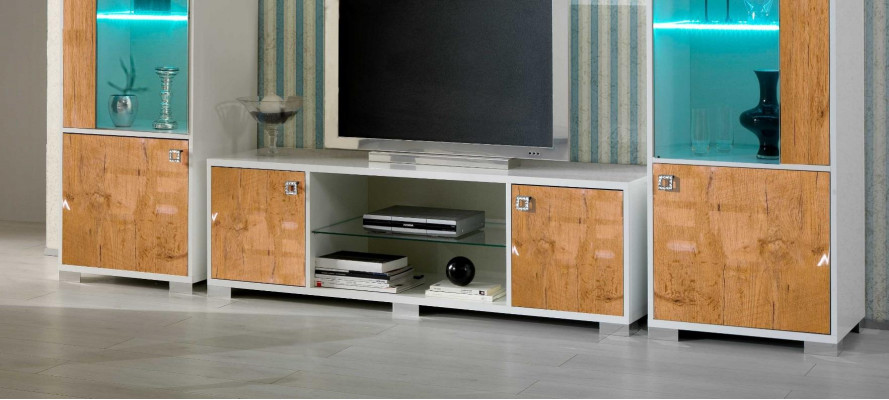 Meuble TV design Buffet télévision Brillant bas de tiroirs Nouvelle planche de mur de luxe Armoire