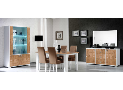 Salle à manger Ensemble Set Buffet TV Table 4 chaises Vitrine 7 pièces Mobilier de luxe complet neuf