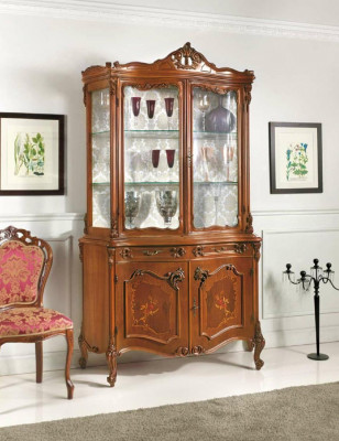 Vitrine Salle à manger Buffet En bois massif Armoires Mobilier italien Vitrine en verre Armoire neuve
