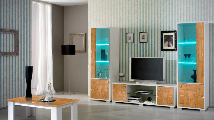 Ensemble mural 3 pièces. Meuble TV + 2x Vitrine Design Meubles italiens Mobilier de luxe pour salon