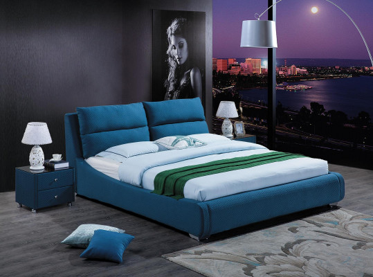 Conception lit en cuir chambre 3 pièces. Ensemble 2x Table de chevet Mobilier de luxe lits