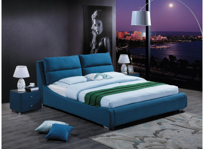 Conception lit en cuir chambre 3 pièces. Ensemble 2x Table de chevet Mobilier de luxe lits