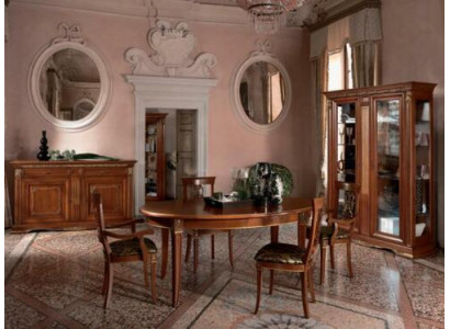 Table de salle à manger classique en bois massif de salle à manger Suite 6x Chaise avec accoudoir 7 pièces.