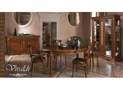 Salle à manger Ensemble en bois massif Style baroque rococo Table 4x chaises Vitrine Commode