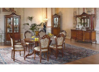Mobilier baroque italien pour salle à manger 11 pièces. Ensemble table chaises commode Bois massif