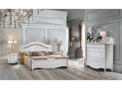 Chambre 3 pièces. Ensemble Lit 2x Table de chevet Lits Doubles Hôtel Tissu d'ameublement en bois massif