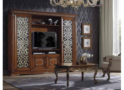 Unité murale de télévision de salon de concepteur Mur média Mur téléviseur Armoire murale Téléviseur en bois massif