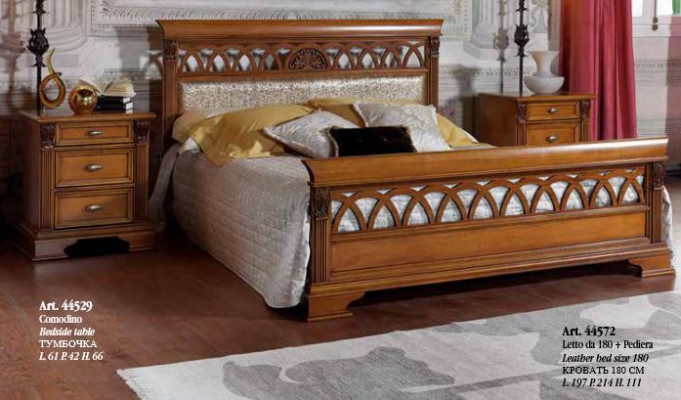 Lit Double Hôtel Antik Lits 2x Table de chevet Chambre 3pcs Baroque Rococo Bois massif