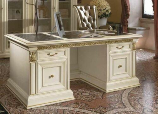 Bureau Table de bureau Noble Bois massif Tables Baroque Rococo Style antique 186x91cm neuf