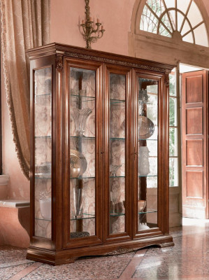 Vitrine Vitrines Armoire Vitrée Vitrine Salon Étagère Baroque Rococo Bois Massif