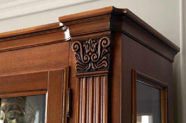 Salle de séjour classique Vitrine Buffet Meuble TV Étagère Murs Armoire 3 pièces. Bois massif