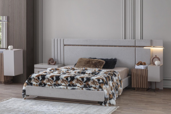 Ensemble de chambre à coucher de luxe Lit de design 2x Table de chevet Armoire 4 pièces neuf