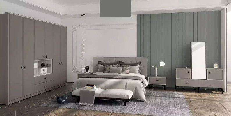 Commode avec miroir pour chambre gris design moderne élégant