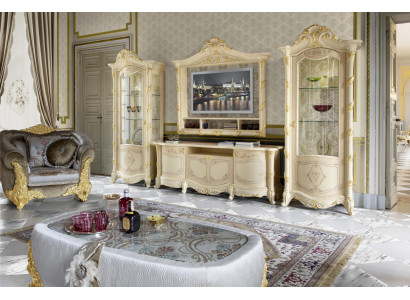 Cadre de télévision bas côté meuble de télévision bahut salon vitrine 2x 4 pièces. Ensemble Italie