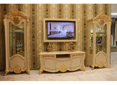Unité murale de design Buffet 2x Armoire Meuble TV Buffet  bas Buffet 3 pièces. Ensemble vitrine