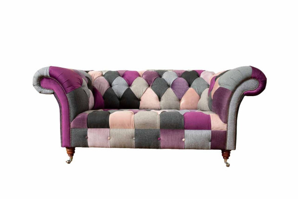 Canapé en tissu Chesterfield 2 places gris
