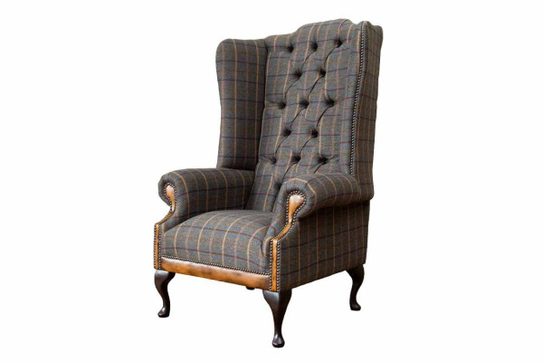 Fauteuil Chesterfield Canapé Tissu Chaise aile 1 place Rembourrage
