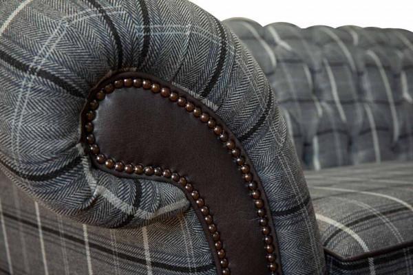 Canapé 3 places Canapés textiles Conception de canapé Mobilier Trois places Gris Chesterfield