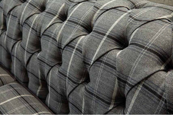 Canapé 3 places Canapés textiles Conception de canapé Mobilier Trois places Gris Chesterfield