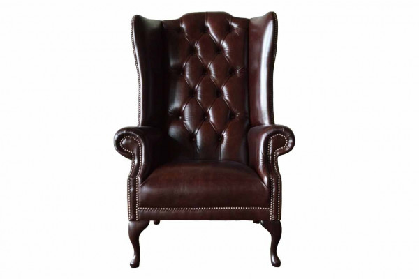 Fauteuil 1 place Marron Salon Cuir Design Chesterfield Fauteuil aile