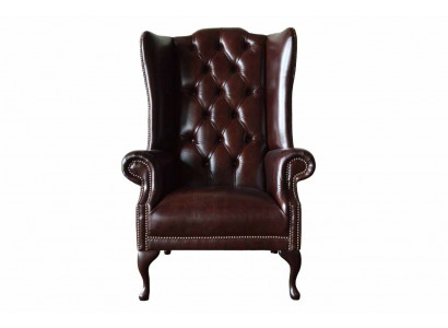 Fauteuil 1 place Marron Salon Cuir Design Chesterfield Fauteuil aile