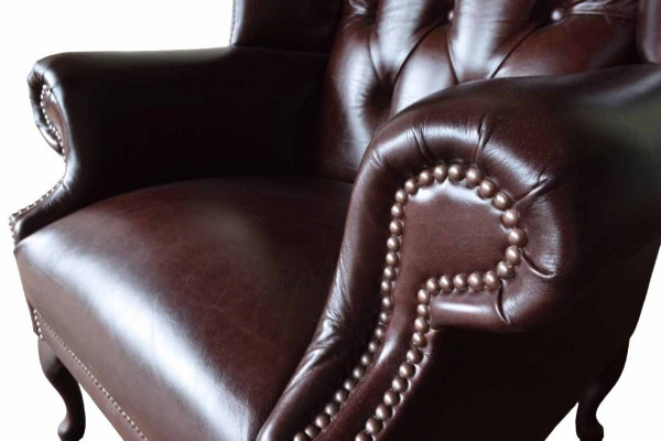 Fauteuil 1 place Marron Salon Cuir Design Chesterfield Fauteuil aile