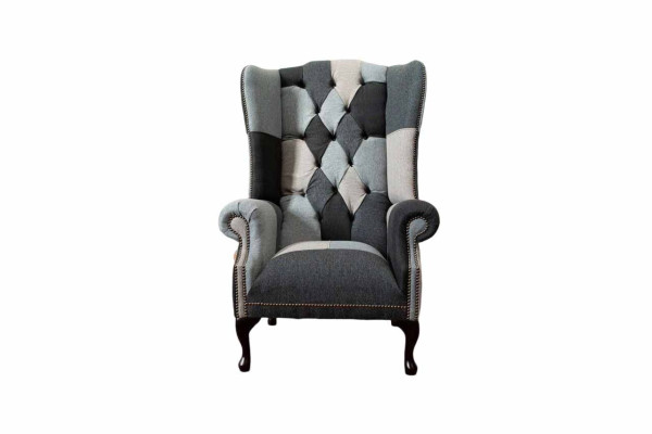 Fauteuil Chesterfield à ailes Canapé Fauteuil Tissu Canapé 1 Place Textile