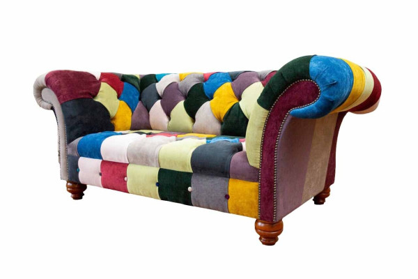 Canapé 2 places Chesterfield Tissu Canapé Revêtement Design Luxe Multicolore