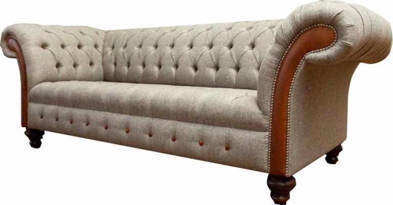 Canapé Chesterfield Tissu de Revêtement Canapé de Luxe Canapé Classique 3 Places