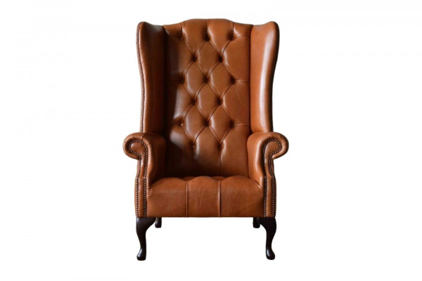 Fauteuil fauteuil à oreilles Chesterfield de luxe pour salle de séjour Marron nouveau