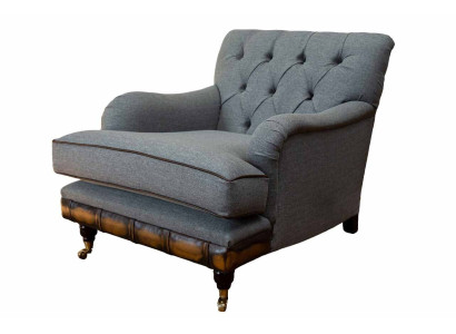 Fauteuil à ailes Fauteuil 1 place Tissu Luxe Salon classique Chesterfield