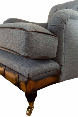 Fauteuil à ailes Fauteuil 1 place Tissu Luxe Salon classique Chesterfield