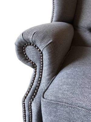 Fauteuil à aile Tissu Gris Salon en polyester 1 place Moderne neuf