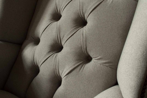 Fauteuil Gris en Aile de Fauteuil Design Rembourrage Chesterfield Salon Textile