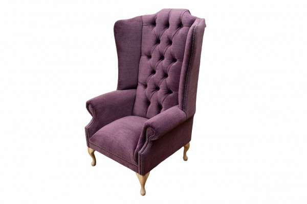 Fauteuil à oreilles en textile design, canapés 1 place avec rembourrage Chesterfield.