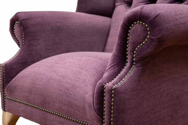 Fauteuil à oreilles en textile design, canapés 1 place avec rembourrage Chesterfield.