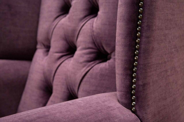 Fauteuil à oreilles en textile design, canapés 1 place avec rembourrage Chesterfield.