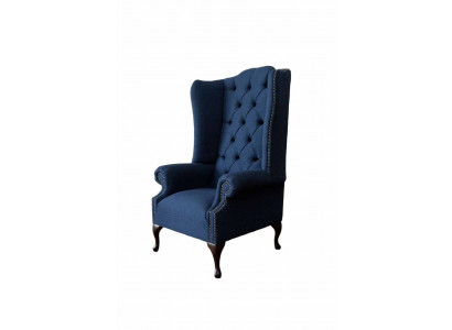 Chesterfield Fauteuil à Ailes Fauteuil Relax Tissu d'Ameublement en Tissu 1 Place