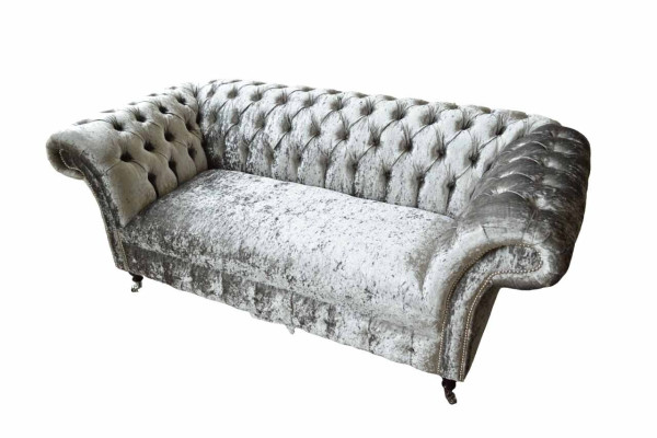 Canapé design Chesterfield 2 places en tissu gris Canapés neufs