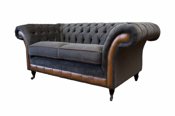 Chesterfield Luxus 2-Sitzer Couch Polstersofa Zweisitzer Ledersofas
