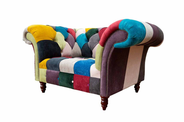 Fauteuil de design Chesterfield Lounge Canapé multicolore, 1 place, 130 cm, neuf