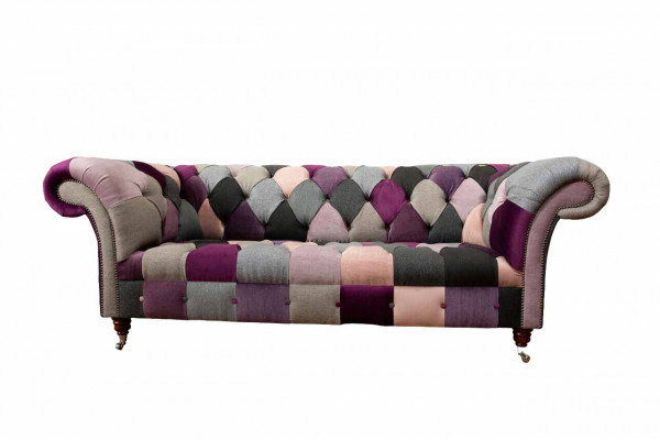Design rembourré Chesterfield Luxe Canapé vert en textile 3 places