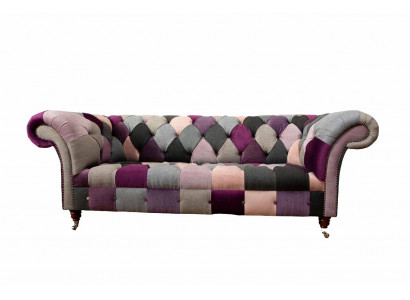 Design rembourré Chesterfield Luxe Canapé vert en textile 3 places