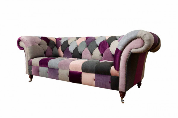 Design rembourré Chesterfield Luxe Canapé vert en textile 3 places