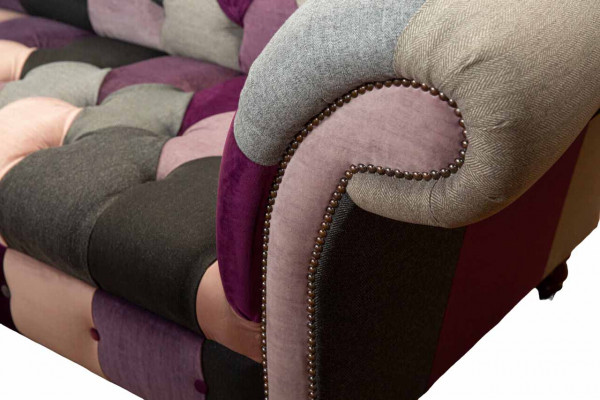 Design rembourré Chesterfield Luxe Canapé vert en textile 3 places