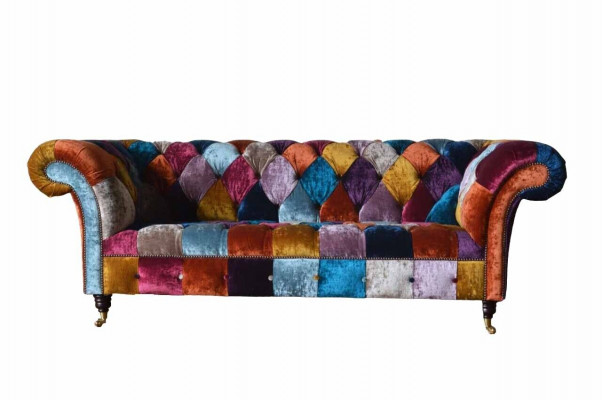 Canapé Chesterfield en tissu Canapé Rembourrage Canapé en tissu de luxe 3 places Design