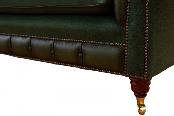 Canapé design 3 places, canapé en cuir rembourré Chesterfield en tissu vert